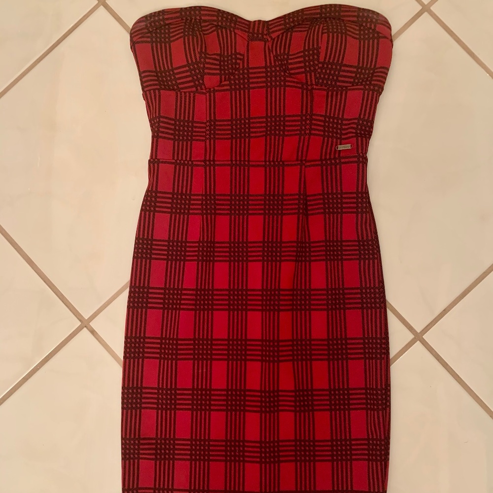 GUESS Inc./Red and Black Corset Knit Dress/Small